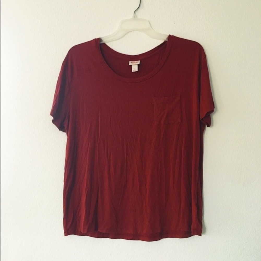 MARRON BURGUNDY RED MOSSIMO PLAIN TEE